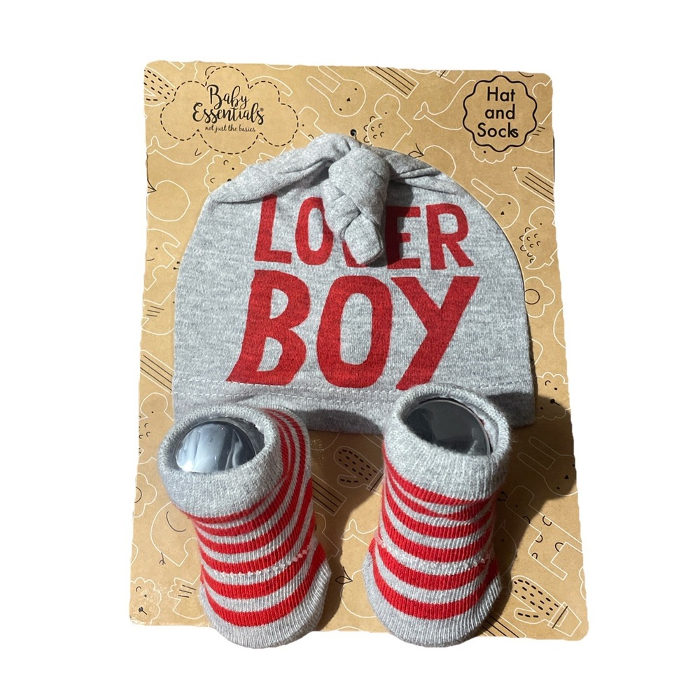 Valentines Day Baby Boy‎ Socks And Hat "Lover Boy" Size 0-6 M